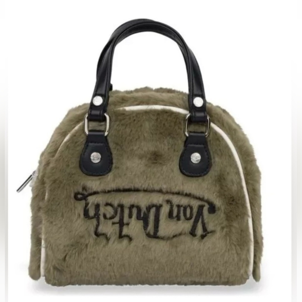 Von Dutch Olive Green Faux Fur Handbag